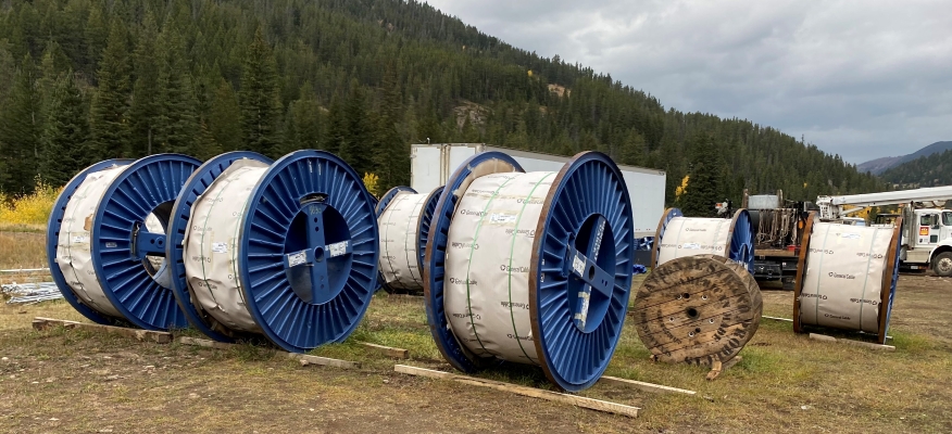 New power lines waiting to be installed.